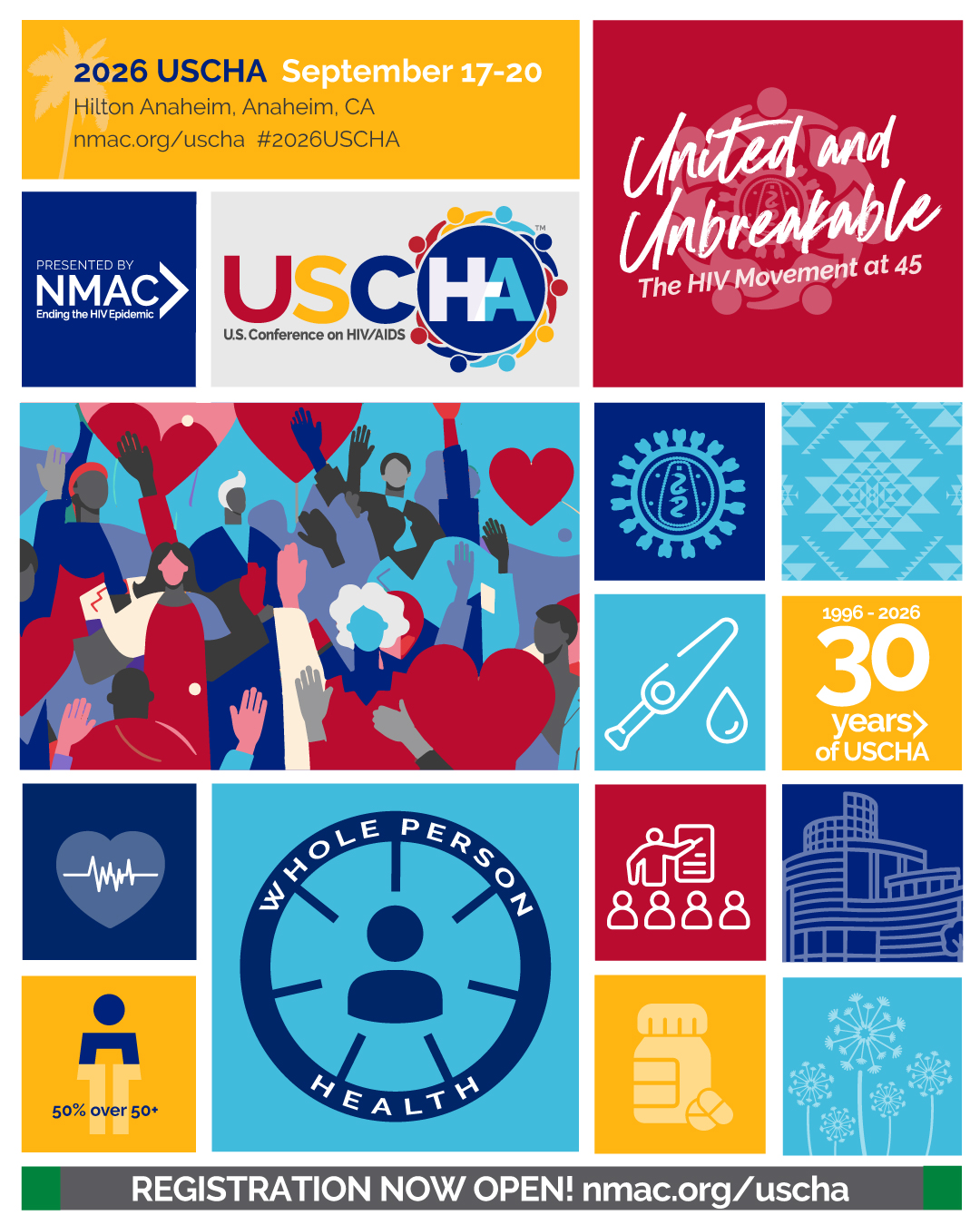 2026 USCHA — United and Unbreakable: The HIV Movement at 45 flyer